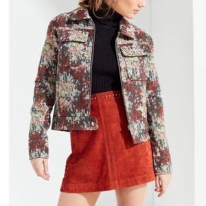 UO Floral Tapestry Zip Jacquard Trucker Jacket S